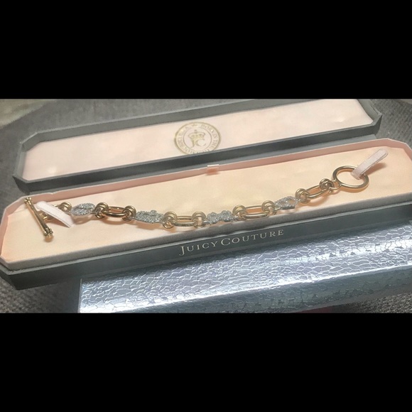 Juicy Couture vintage bracelet crystal accents on chain links. Can hold charms - Picture 7 of 8